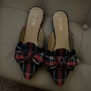 J. Crew Factory Plaid Bow Mules